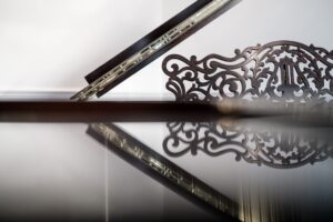 Steinway & Sons Grand Piano with fretted music desk